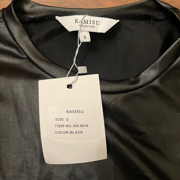 NWT Ramisu Faux Leather Cinch Dress Size S - Picture 2 of 4